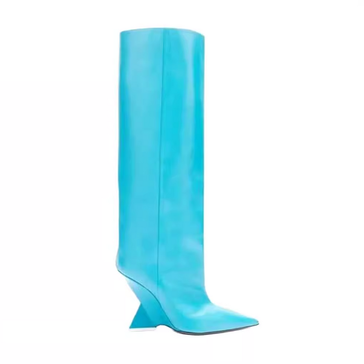 KUIZA Sculptured Heel Knee High Boots