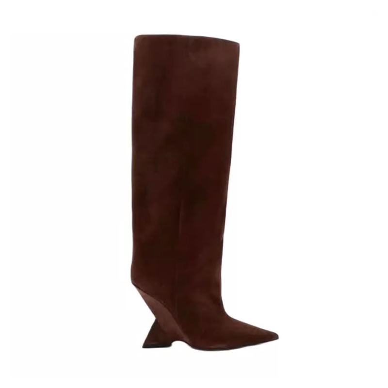 KUIZA Sculptured Heel Knee High Boots