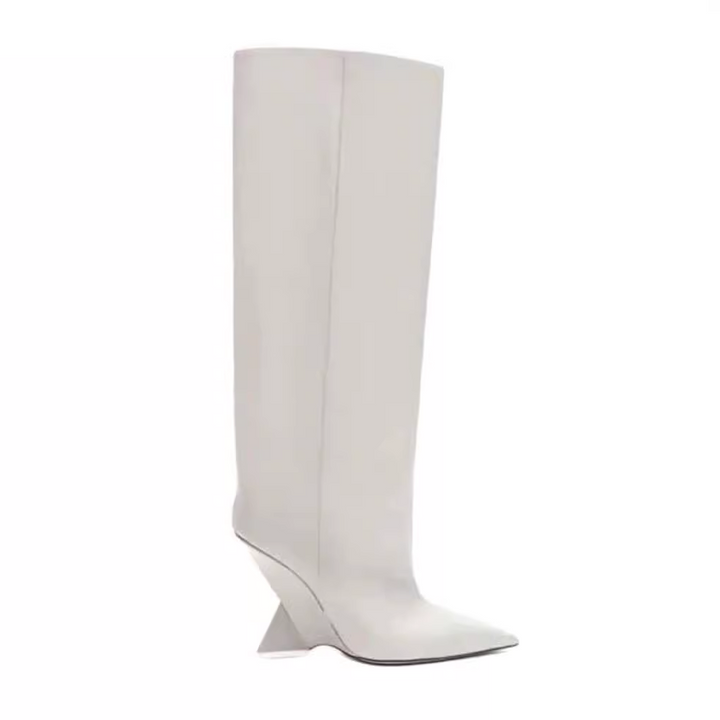 KUIZA Sculptured Heel Knee High Boots