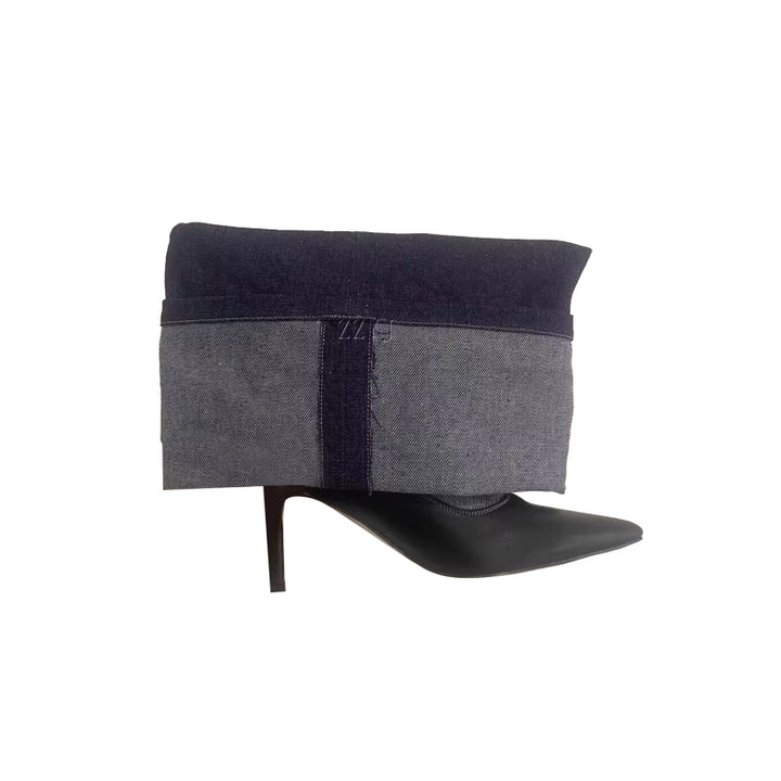 KUJEO Denim High Heel Ankle Boots