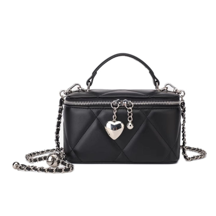 KURVO Heart Detailed Quilted Cross Body Bag