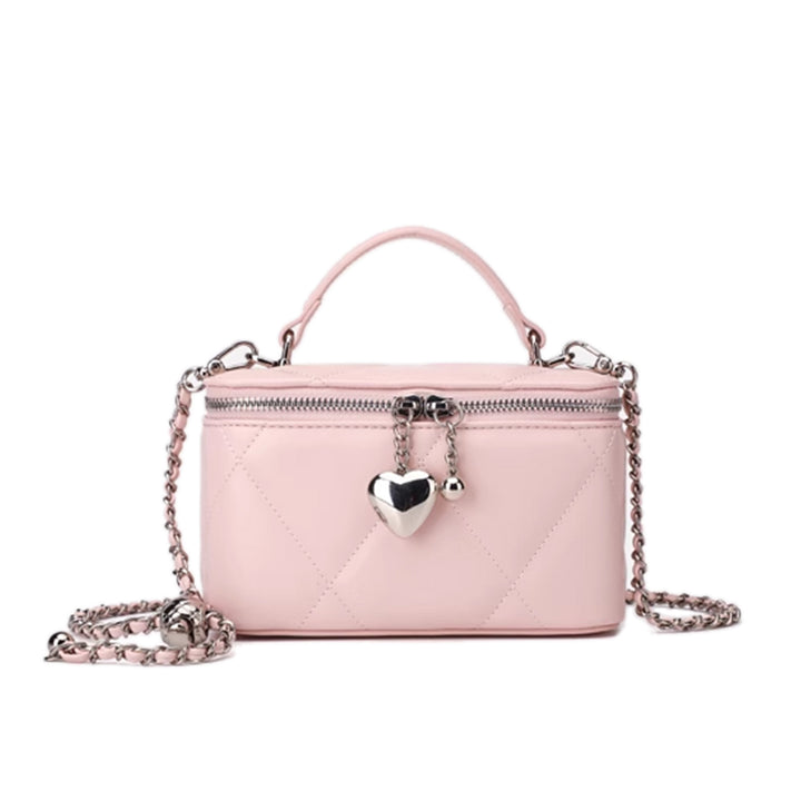 KURVO Heart Detailed Quilted Cross Body Bag