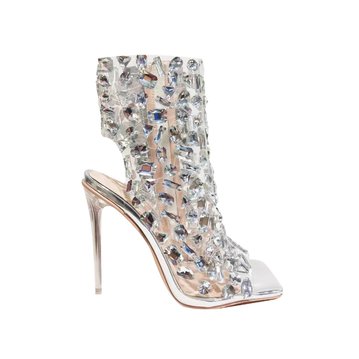 KUSRE Diamante High Heel Summer Boots