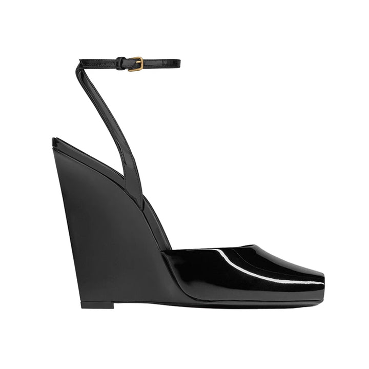 KUVBR Ankle Strap Wedged Heel Sandals