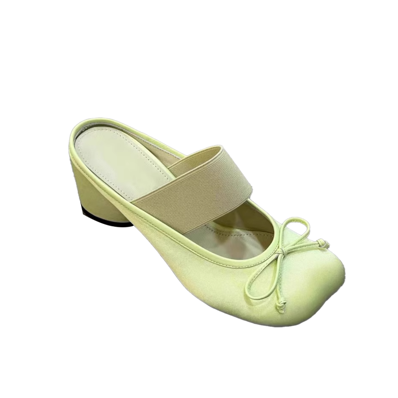 KUVIL Bow Embellished Block Heel Mules Sandals