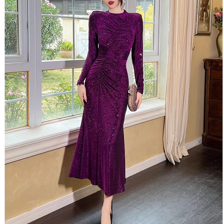 LAIVO Ruffled Hem Evening Dress Gown