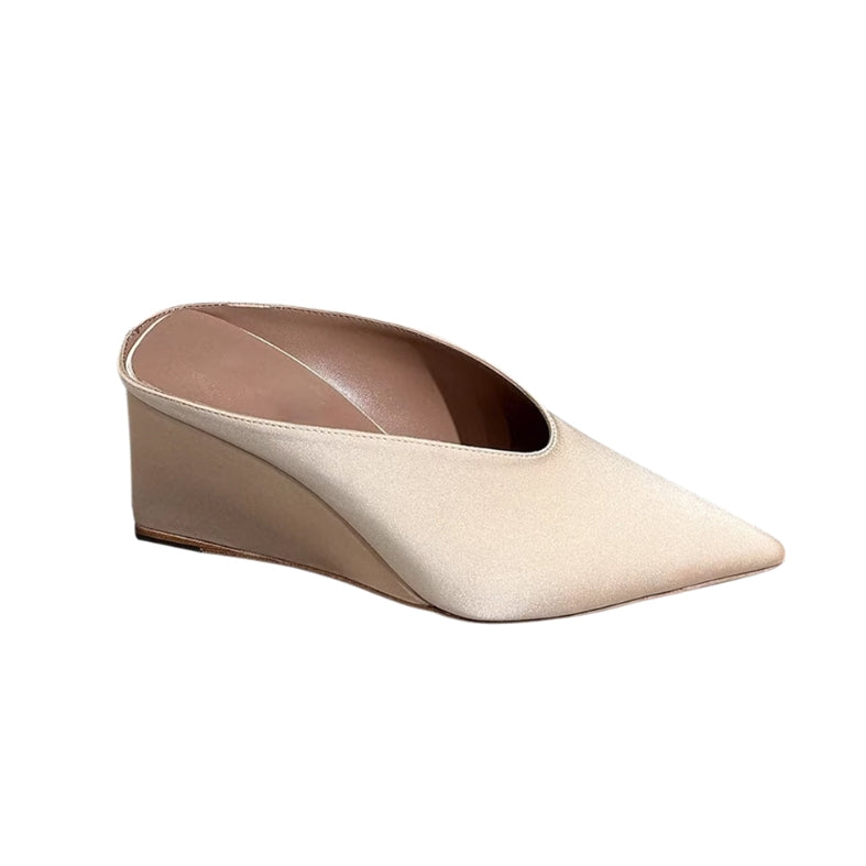 LATCA Satin Wedged Heel Mules