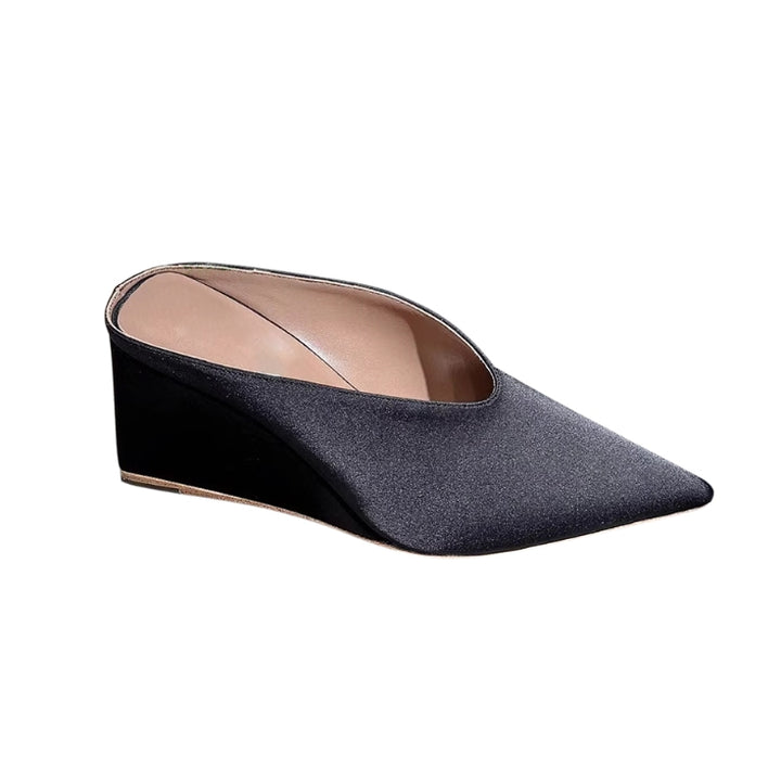 LATCA Satin Wedged Heel Mules