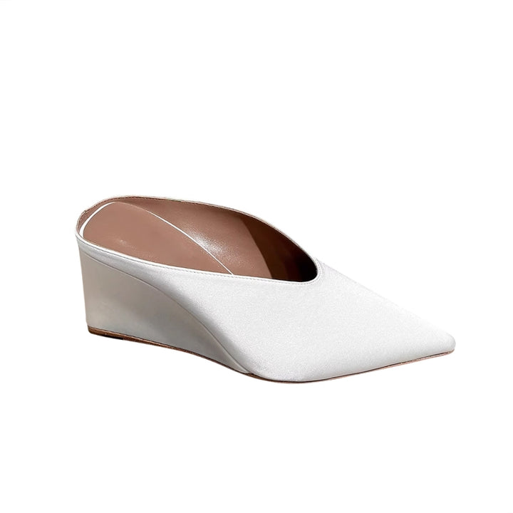 LATCA Satin Wedged Heel Mules