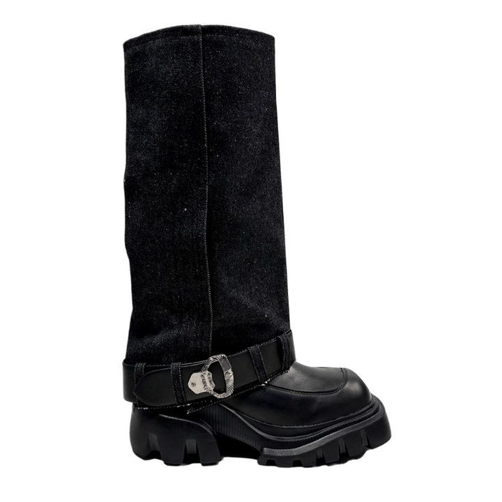 LAVFA Buckled Knee High Boots