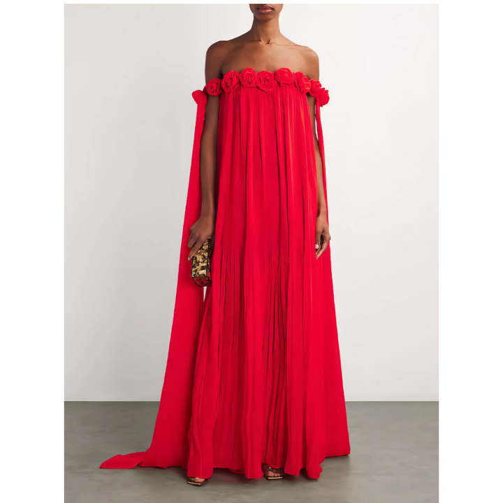 LEBLO Flower Off-Shoulder Evening Dress Gown