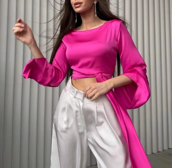 LEDOA Lace Up Cropped Top