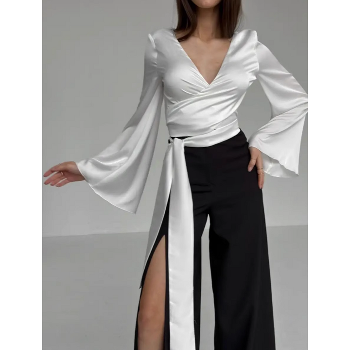 LEDOA Lace Up Cropped Top