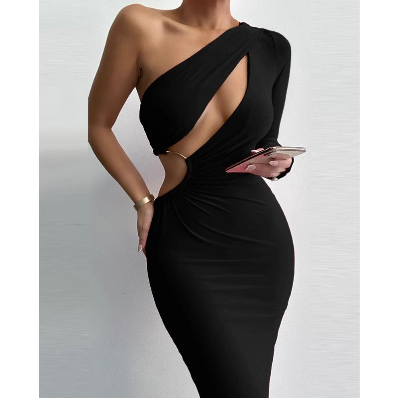 Black LEKUR Cut Out One-Shoulder Party Dress | i The Label I The Label Black LEKUR Cut Out One-Shoulder Party Dress | i The Label I The Label