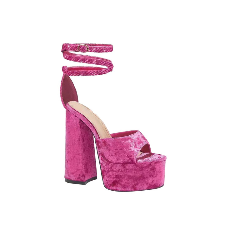 LENDA Block Heel Ankle Strap Platform Sandals