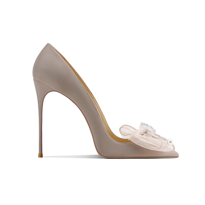 LENOB Diamante Bow High Heel Pumps - 10cm