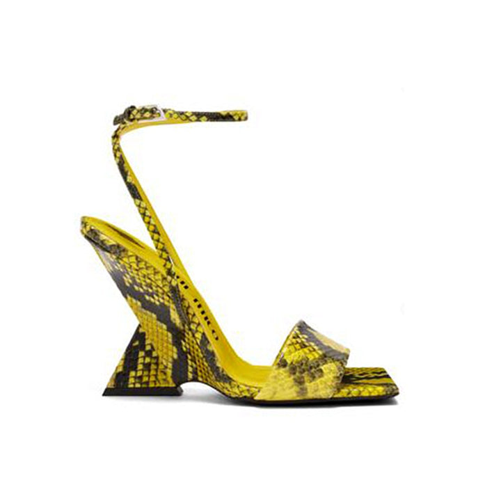 LEOCU Ankle Strap Wedged Heel Sandals