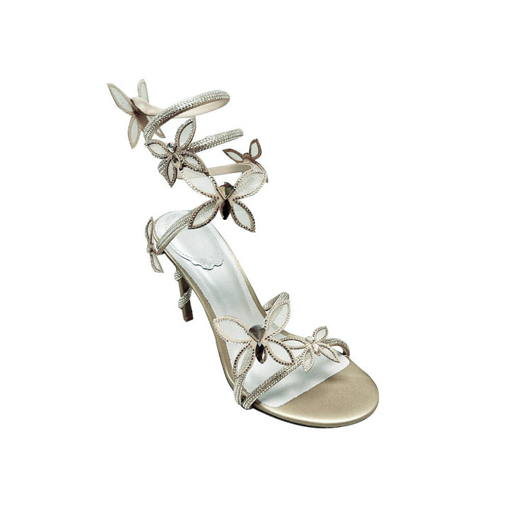 LERUY Diamante Butterfly Wrap High Heel Sandals