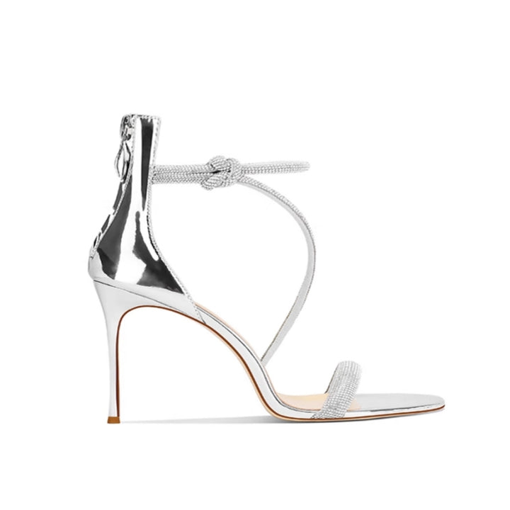 LEVIA Diamante Mid Heel Sandals - 6cm