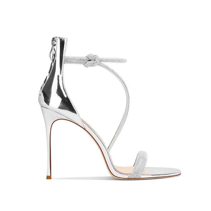 LEVIA Diamante Mid Heel Sandals - 8cm