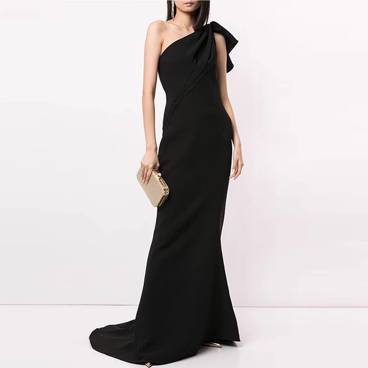 LUEVA One-Shoulder Maxi Evening Dress Gown