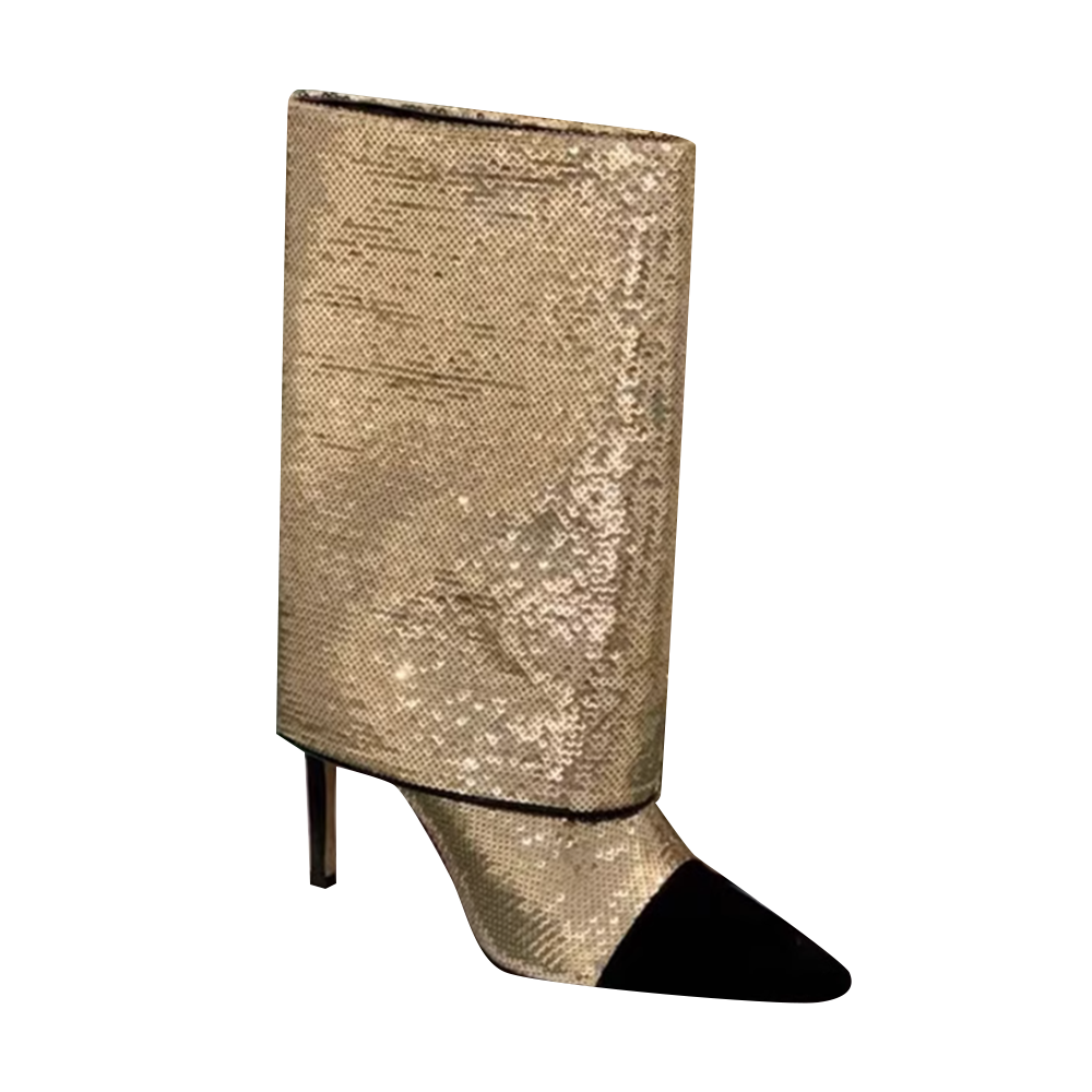 Gold LUJEA Sequinned Knee High Boots i The Label I The Label