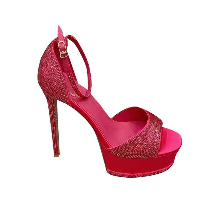 MEREL Diamante High Heel Platform Sandals