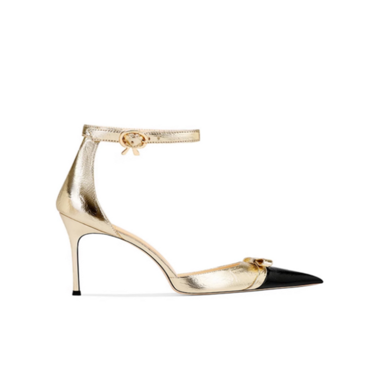 METTI Bi-Color Ankle Strap Mid Heel Sandals - 6cm