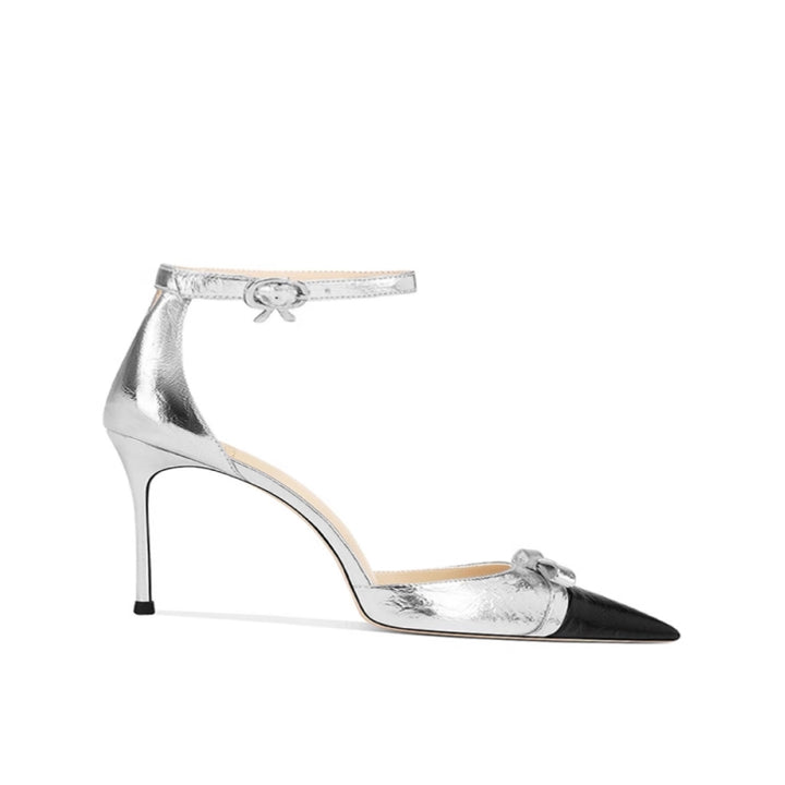 METTI Bi-Color Ankle Strap Mid Heel Sandals - 6cm