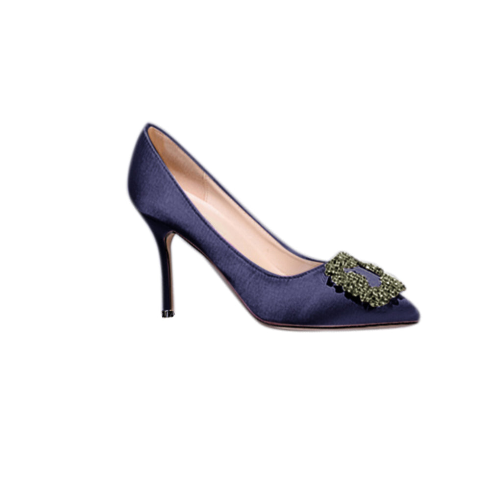 MIRKO Diamante Embellished Satin High Heel Pumps - 10cm