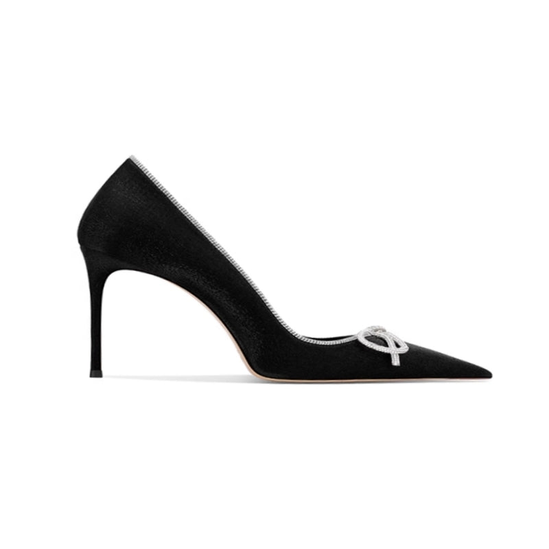 MOIGA Diamante Bow Mid Heel Pumps - 6cm