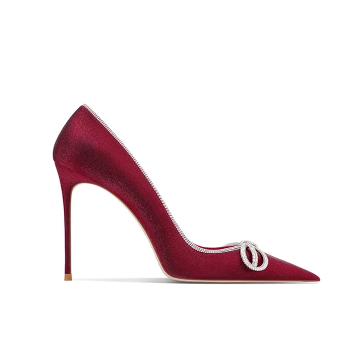 MOIGA Diamante Bow Mid Heel Pumps - 8cm