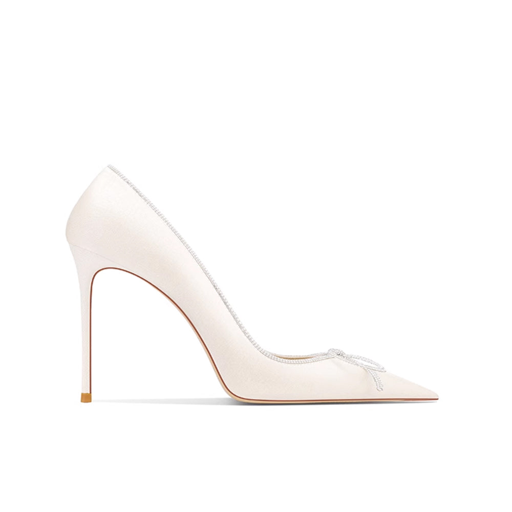 MOIGA Diamante Bow Mid Heel Pumps - 8cm