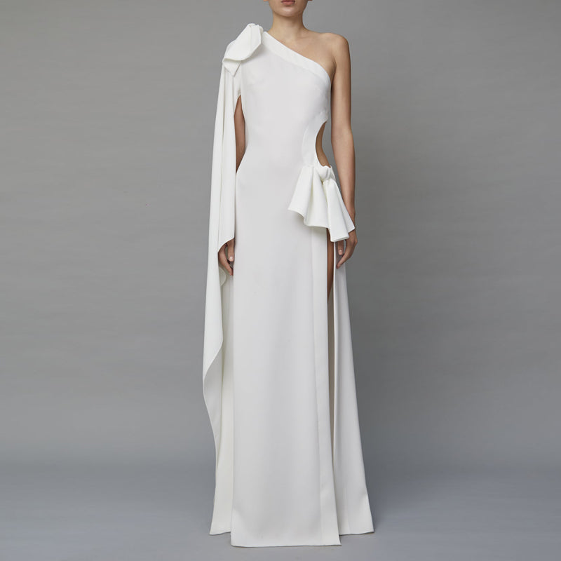 White MUTVU One Shoulder Cut Out Evening Dress Gown | i The Label I The Label White MUTVU One Shoulder Cut Out Evening Dress Gown | i The Label I The Label