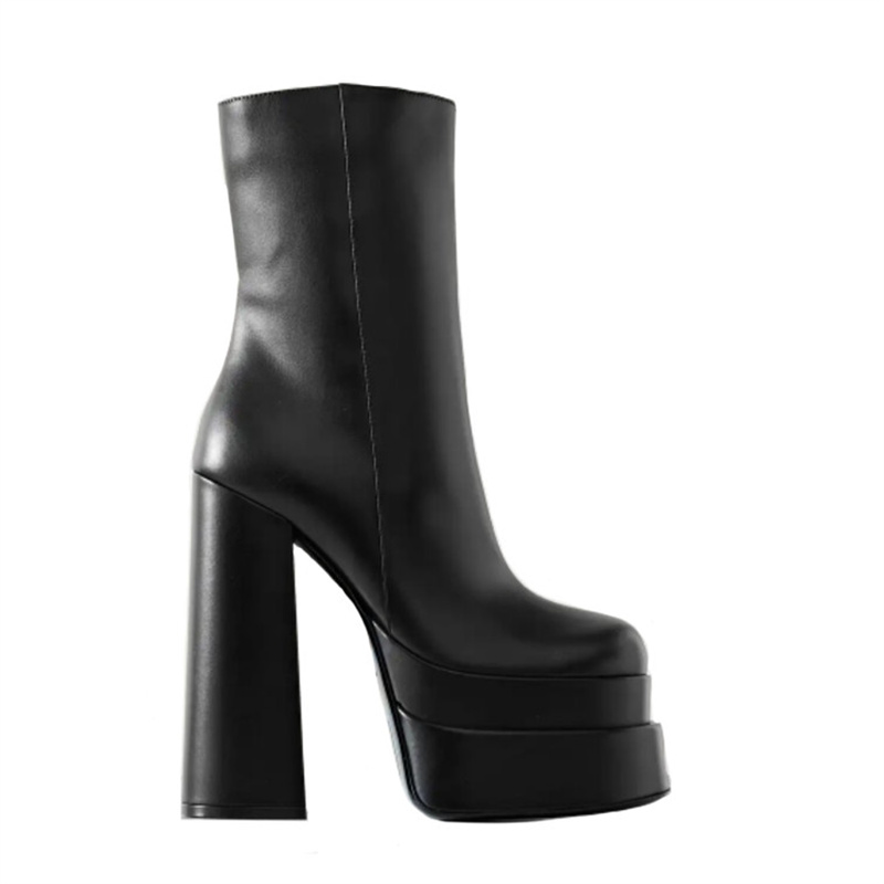 NAJES Block Heel Platform Ankle Boots