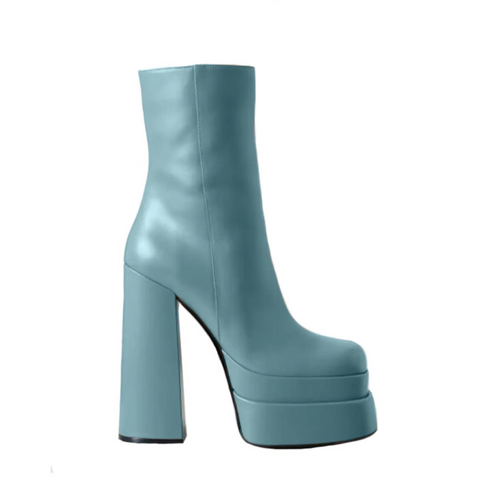 NAJES Block Heel Platform Ankle Boots