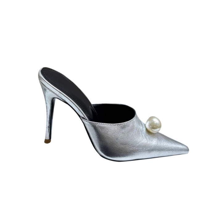 NANVA Pearl Embellished Mules Sandals