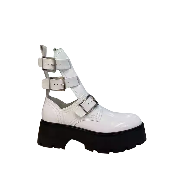 NASDA Buckled Cut Out Ankle Boots