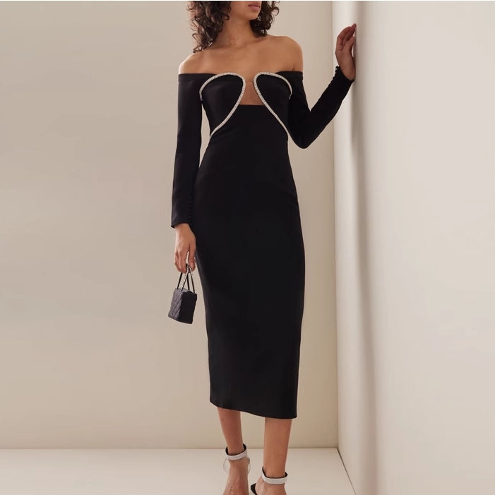 NASHE Off-Shoulder Evening Dress Gown