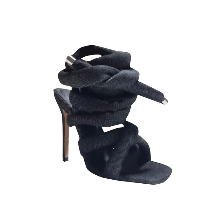 NASRA Lace Up High Heel Sandals