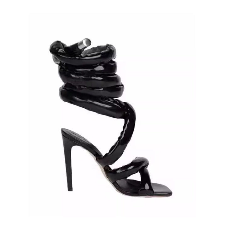 NASRA Lace Up High Heel Sandals
