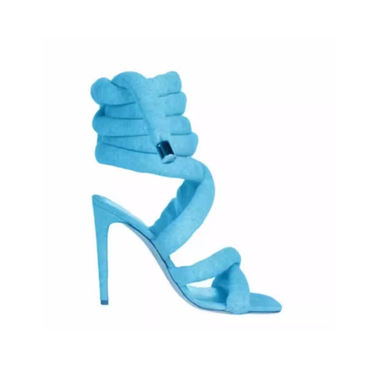 NASRA Lace Up High Heel Sandals