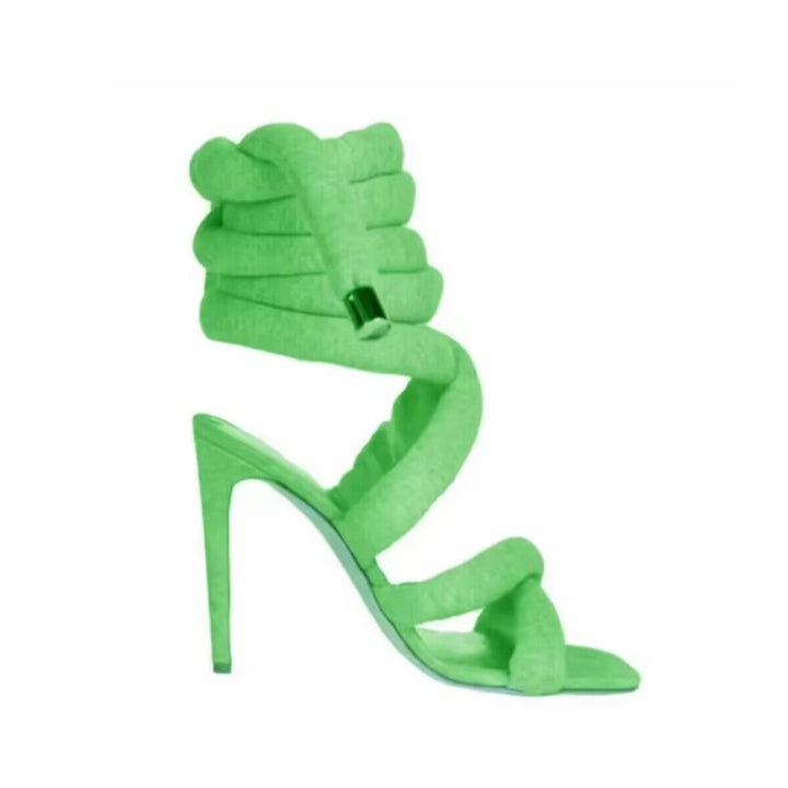 NASRA Lace Up High Heel Sandals