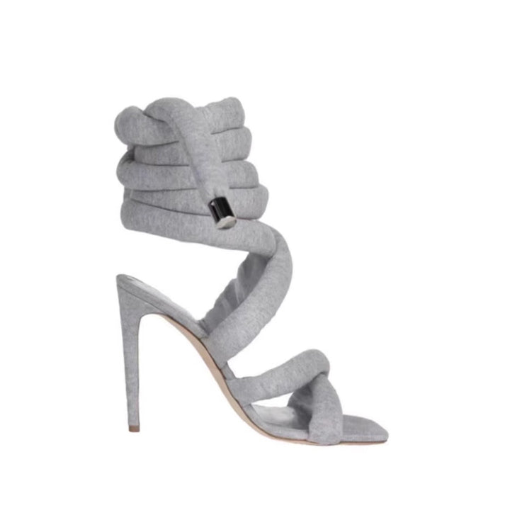 NASRA Lace Up High Heel Sandals