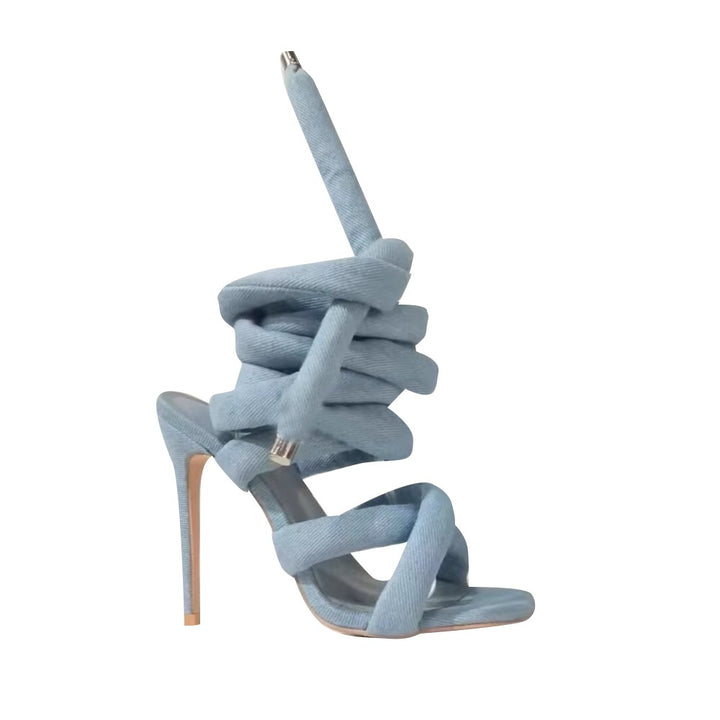 NASRA Lace Up High Heel Sandals