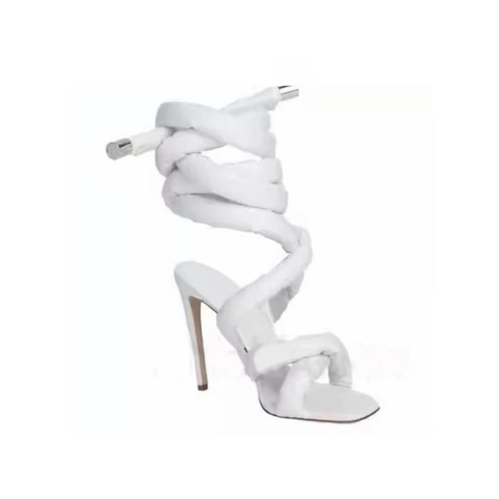 NASRA Lace Up High Heel Sandals