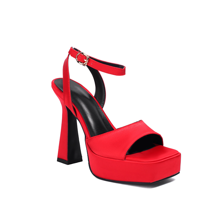 NAVCO Ankle Strap Satin Platform Sandals