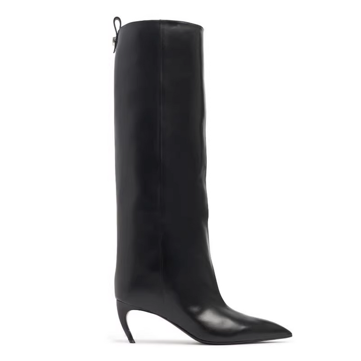 NEHRA Curved Heel Knee High Boots