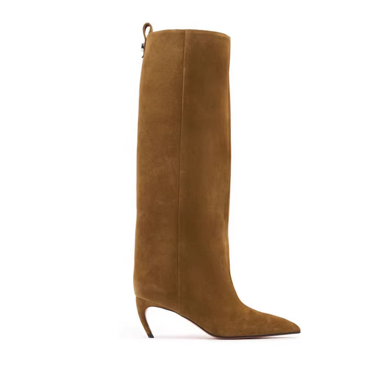 NEHRA Curved Heel Knee High Boots