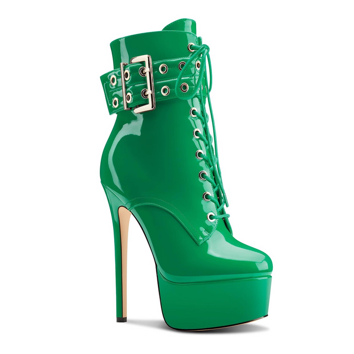 NEVRU Lace Up Platform Ankle Boots